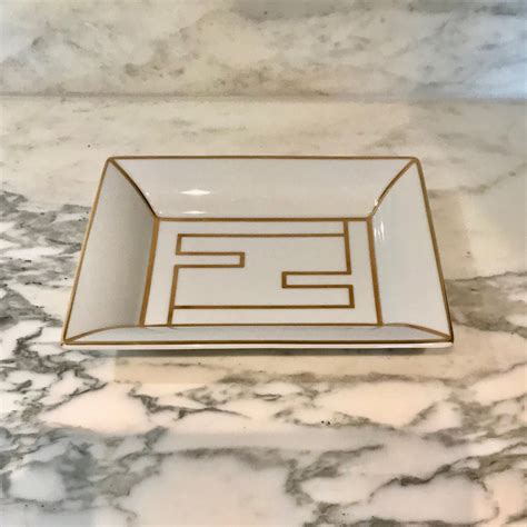 fendi gold ff tray porcelain|fendi casa table.